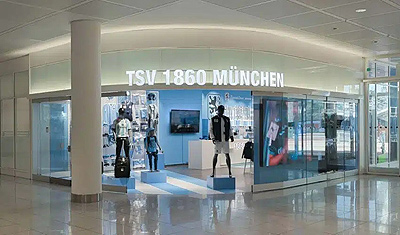Eingang Fanshop TSV 1860 am Flughafen MUC